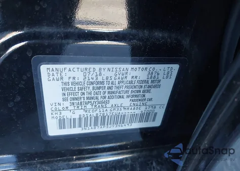 2018 Nissan Sentra S из США, поврежденный, VIN 3N1AB7AP5JY346493